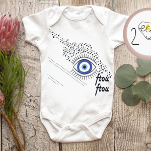 "Για το κακό μάτι"| Φορμάκι μωρού/ παιδικό μπλουζάκι - κορίτσι, δώρο, μάτι, βρεφικά, βρεφικά φορμάκια, 0-3 μηνών, βρεφικά ρούχα - 4
