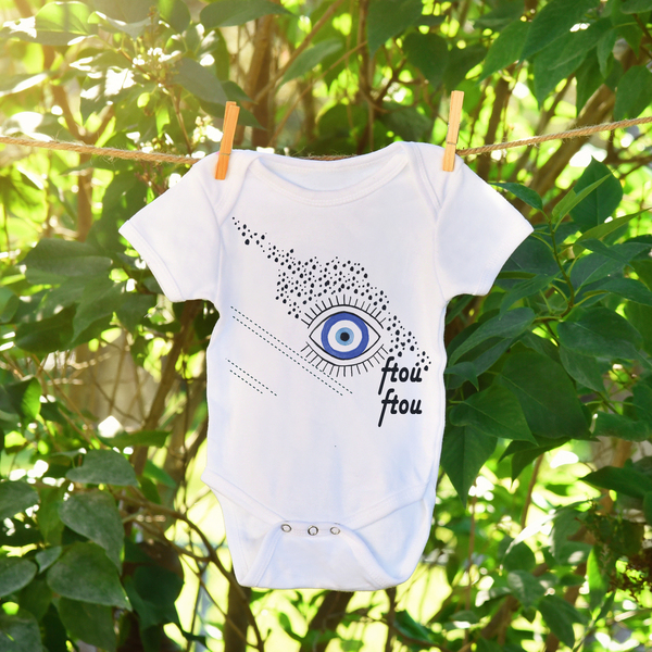 "Για το κακό μάτι"| Φορμάκι μωρού/ παιδικό μπλουζάκι - κορίτσι, δώρο, μάτι, βρεφικά, βρεφικά φορμάκια, 0-3 μηνών, βρεφικά ρούχα - 5