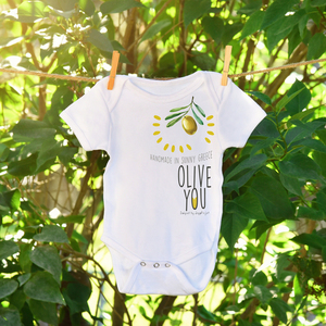 "Olive you, babe"| Φορμάκι μωρού/ παιδικό μπλουζάκι - κορίτσι, αγόρι, βρεφικά φορμάκια, 0-3 μηνών, 6-9 μηνών, βρεφικά ρούχα - 2