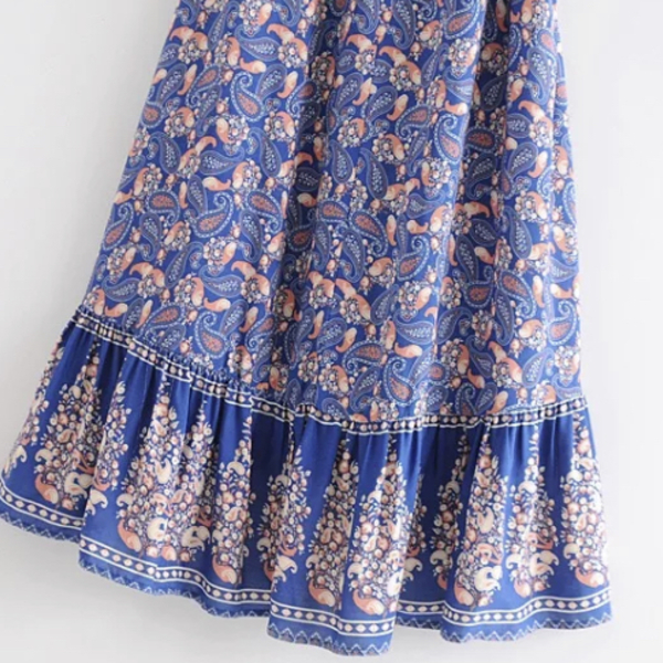 Boho maxi floral φόρεμα - βαμβάκι, φλοράλ - 5