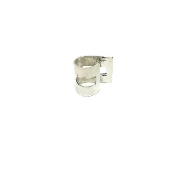 Σκουλαρίκι μονό, unisex, σφυρηλατημένο με σχισμή. Silver 925 - ασήμι, δώρα για άντρες, unisex - 4