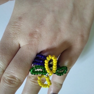 Χειροποίητο δαχτυλίδι με σύρμα και χάντρες - χάντρες, σταθερά, λουλουδάτο, φθηνά - 3