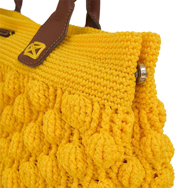 Τσάντα ώμου κίτρινη Bubbles - ώμου, πλεκτές τσάντες, μικρές - 3