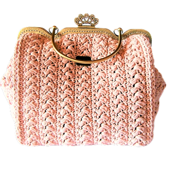 Ροζ πλεκτή χειροποίητη, κομψή ρομαντική τσάντα Handmade vintage τσάντα Doctor. - τσάντα, χειροποίητα, χειρός, πλεκτές τσάντες, βραδινές, μικρές
