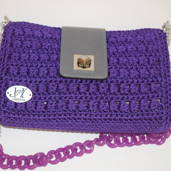 Πλεκτή Τσάντα Purple Glory - χιαστί, πλεκτές τσάντες, μικρές - 2