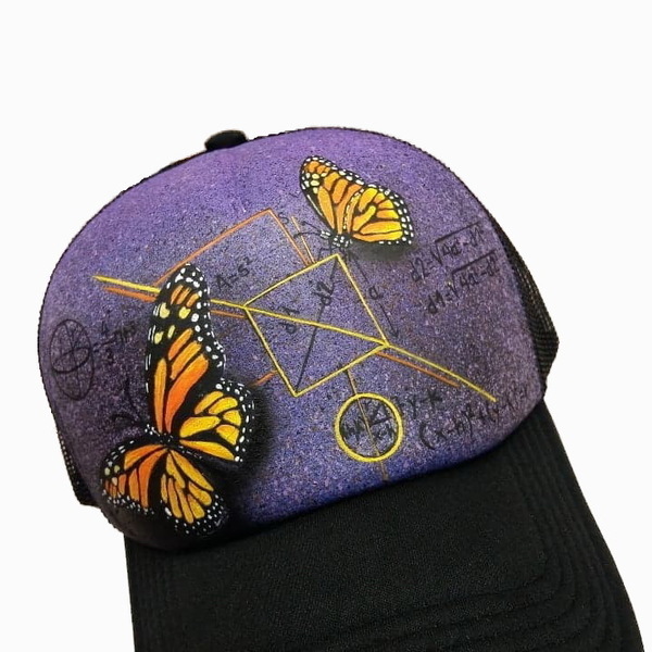Custom / Handpainted καπέλο Butterflies - ζωγραφισμένα στο χέρι, δώρο, customized, καπέλο