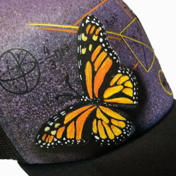 Custom / Handpainted καπέλο Butterflies - ζωγραφισμένα στο χέρι, δώρο, customized, καπέλο - 3