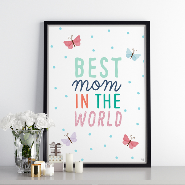 Ξύλινο Καδράκι "Best Mom in the World" 21x30εκ|Διακόσμηση Τοίχου - πίνακες & κάδρα, κορίτσι, χειροποίητα, μαμά, δώρα για γυναίκες, παιδικά κάδρα - 2