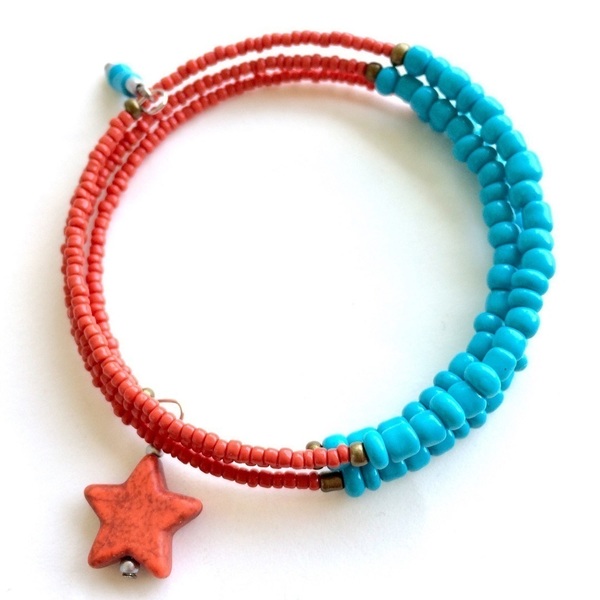 Βραχιόλι κόκκινο πολύσειρο με αστέρι Χαολίτη - χαολίτης, αστέρι, χάντρες, boho, πολύσειρα - 4