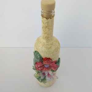 Γυάλινο μπουκάλι Λουλούδι - γυαλί, χειροποίητα, διακοσμητικά μπουκάλια - 3