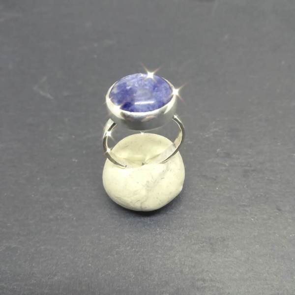 Ασημένιο 925 δαχτυλίδι με ημιπολύτιμη πέτρα σοδαλίτη - ασήμι, ημιπολύτιμες πέτρες, μικρά, boho, αυξομειούμενα - 3