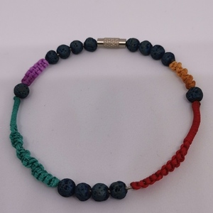 Βραχιόλι πολύχρωμο / multicoloured bracelet - μακραμέ, κορδόνια, χάντρες, σταθερά, φθηνά - 3