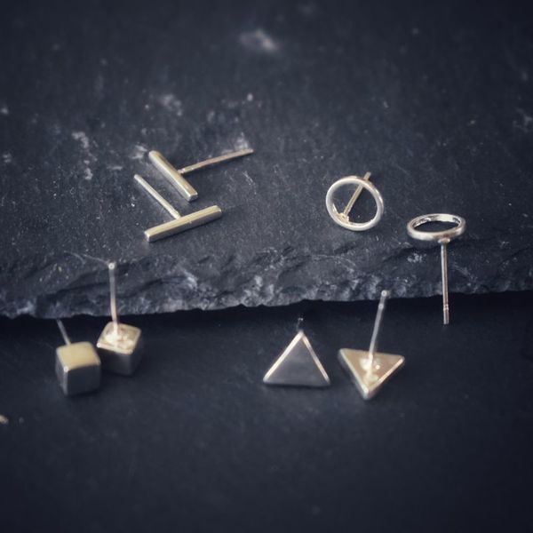 Ασημένια 925 σκουλαρίκια studs / κύκλος UNISEX - ασήμι, χειροποίητα, minimal, καρφωτά, μικρά, καρφάκι - 3