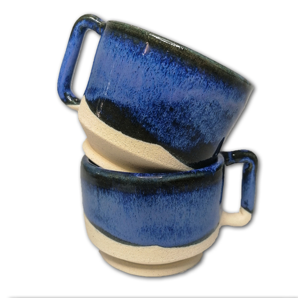 Χειροποίητη κεραμική κούπα, Deep blue collection - μπλε, δώρο, πηλός, κεραμικό, κούπες & φλυτζάνια - 4