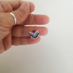 Κρεμαστά σκουλαρίκια με χάντρες Miyuki delica - ασήμι, γυαλί, επιχρυσωμένα, μακριά, κρεμαστά - 4