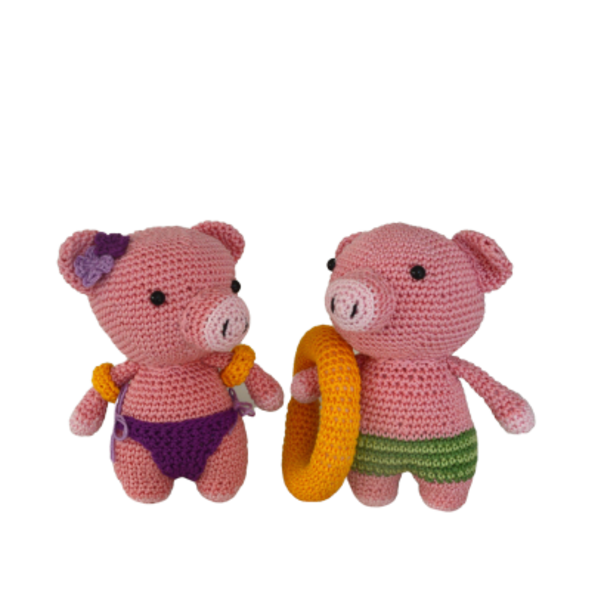 Pig & Piggy in Love - δώρο, λούτρινα, amigurumi