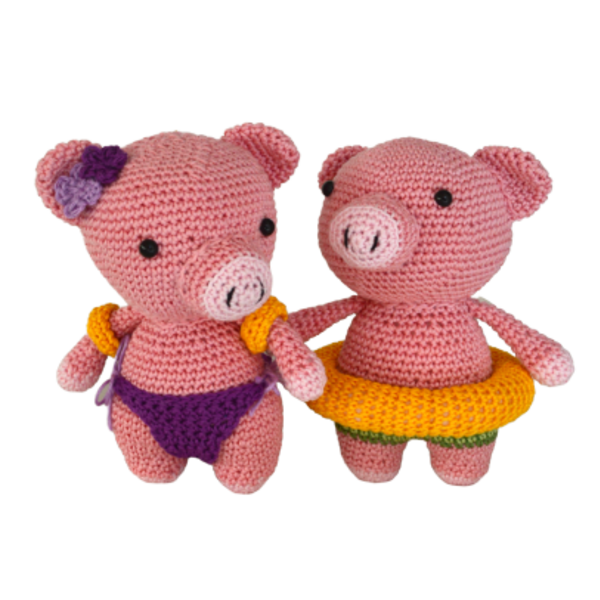 Pig & Piggy in Love - δώρο, λούτρινα, amigurumi - 3