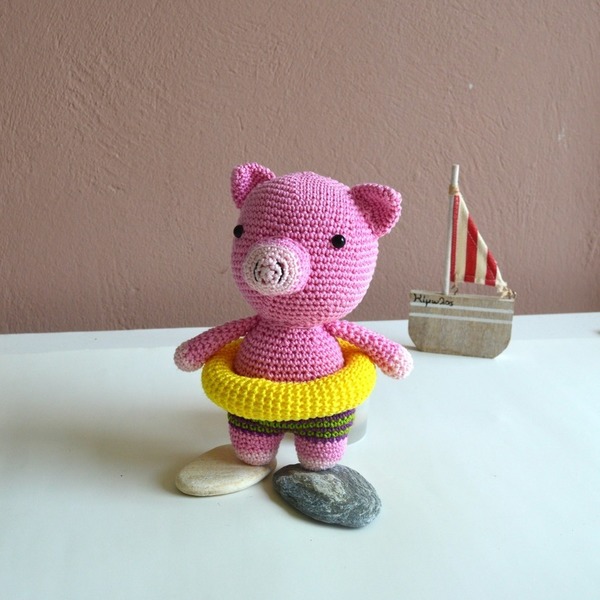 Pig & Piggy in Love - δώρο, λούτρινα, amigurumi - 2