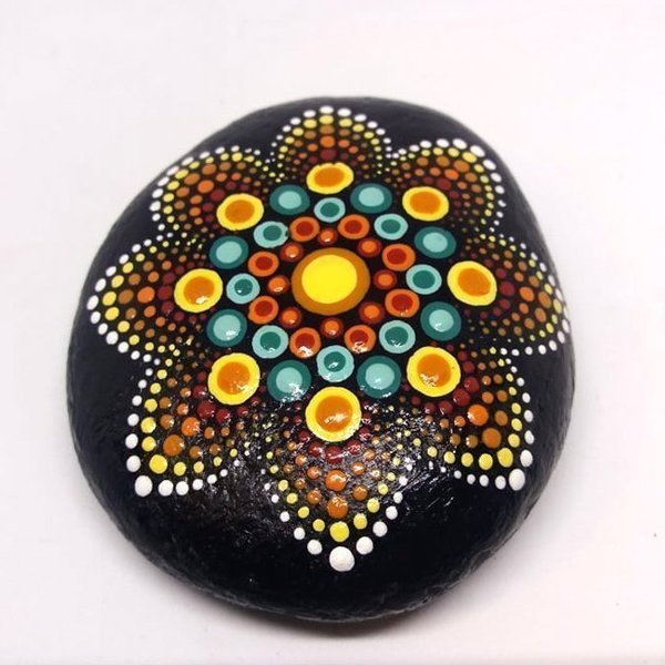 Φυσική πέτρα με σχέδιο dotting mandala - πέτρα, διακοσμητικές πέτρες