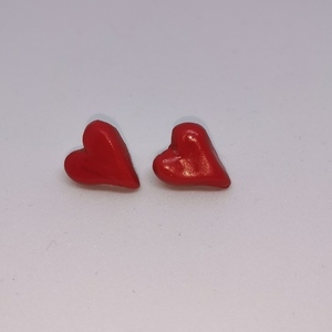 Σκουλαρίκια "καρδιά" από πηλό / polymer clay "hearts" ring - καρδιά, πηλός, μέταλλο, χειροποίητα, καρφωτά - 4