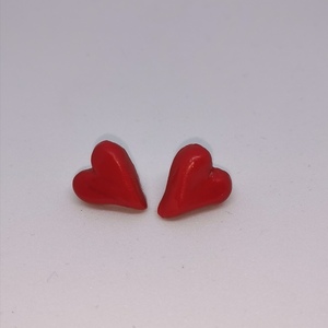 Σκουλαρίκια "καρδιά" από πηλό / polymer clay "hearts" ring - καρδιά, πηλός, μέταλλο, χειροποίητα, καρφωτά - 5