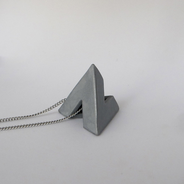 Μίνιμαλ μενταγιόν - πυραμίδα από πολυμερή πηλό - πηλός, γεωμετρικά σχέδια, minimal, polymer clay - 4
