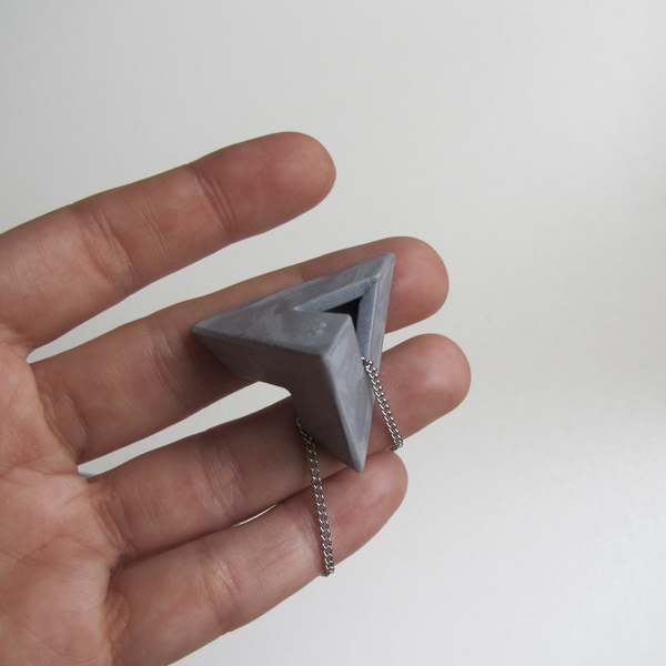 Μίνιμαλ μενταγιόν - πυραμίδα από πολυμερή πηλό - πηλός, γεωμετρικά σχέδια, minimal, polymer clay - 5