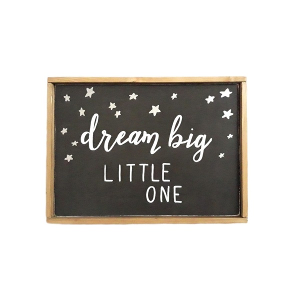 "Dream big little one" - Ξύλινη πινακίδα 37 × 27 εκ. για το βρεφικό / παιδικό δωμάτιο / δώρο βάπτισης - αγόρι, δώρα για βάπτιση, δώρο γέννησης, ξύλινα διακοσμητικά τοίχου, παιδικοί πίνακες