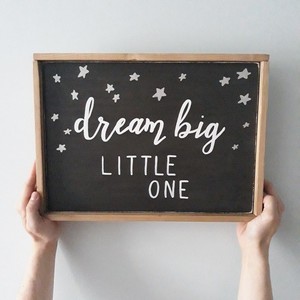 "Dream big little one" - Ξύλινη πινακίδα 37 × 27 εκ. για το βρεφικό / παιδικό δωμάτιο / δώρο βάπτισης - αγόρι, δώρα για βάπτιση, δώρο γέννησης, ξύλινα διακοσμητικά τοίχου, παιδικοί πίνακες - 2