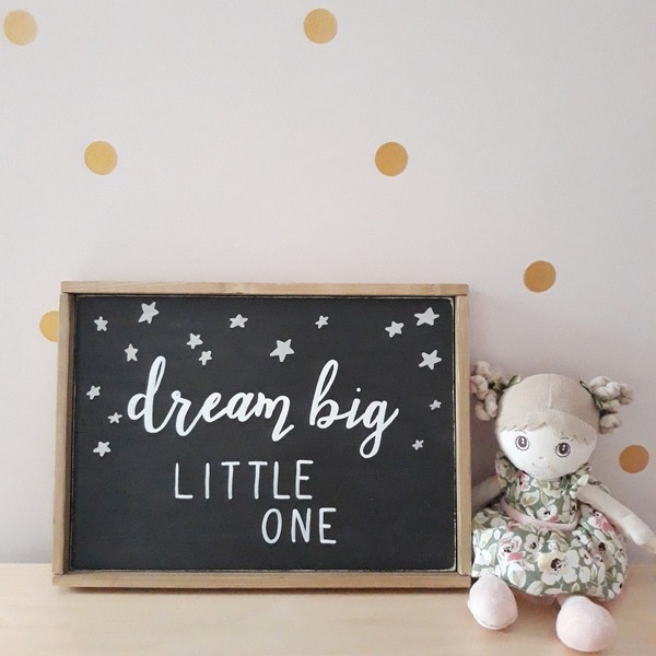 "Dream big little one" - Ξύλινη πινακίδα 37 × 27 εκ. για το βρεφικό / παιδικό δωμάτιο / δώρο βάπτισης - αγόρι, δώρα για βάπτιση, δώρο γέννησης, ξύλινα διακοσμητικά τοίχου, παιδικοί πίνακες - 3