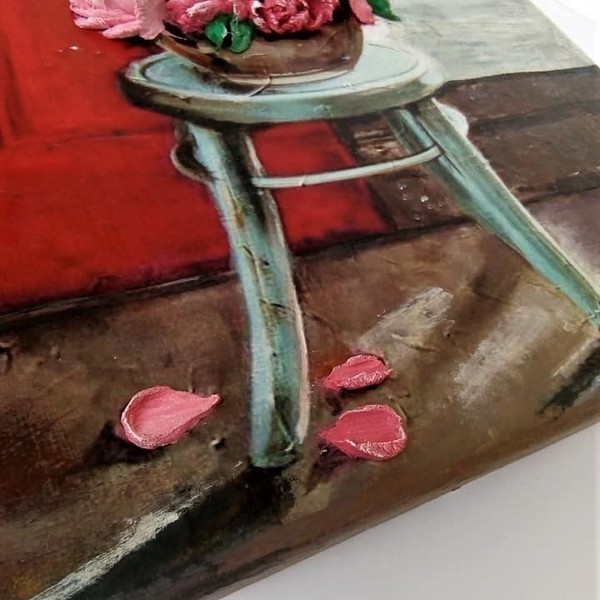 Πίνακας σε καμβά 25x30x1.5cm με τεχνική Sculpture painting+Τεχνική Μεταφοράς Εικόνας - πίνακες & κάδρα, καμβάς, χειροποίητα, δώρα γενεθλίων - 4