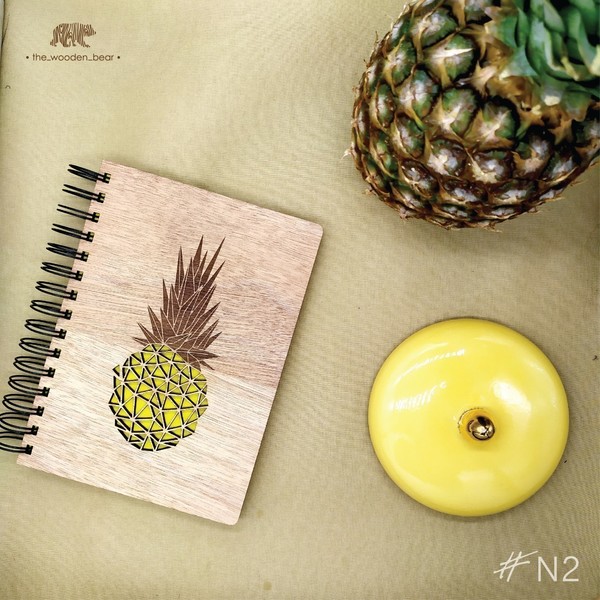 Ξύλινο Σημειωματάριο Ανανάς (Wooden Notebook Pineaple) Δώρα για όλους - δώρα γενεθλίων, δώρα για γυναίκες, τετράδια & σημειωματάρια - 2