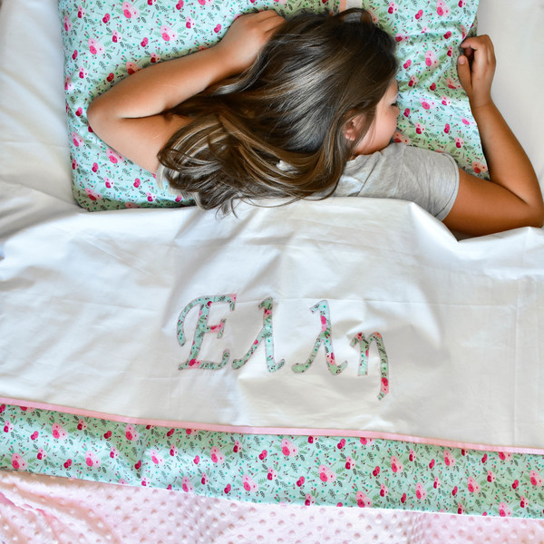 Σεντόνια για μονό κρεβάτι χωρίς κατωσέντονο - κορίτσι, όνομα - μονόγραμμα - 2