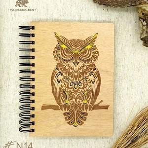 Ξύλινο Σημειωματάριο Κουκουβάγια (Wooden Notebook Owl) Δώρα για όλους - δώρο, χειροποίητα, δώρα για άντρες, δώρα γενεθλίων, τετράδια & σημειωματάρια - 2