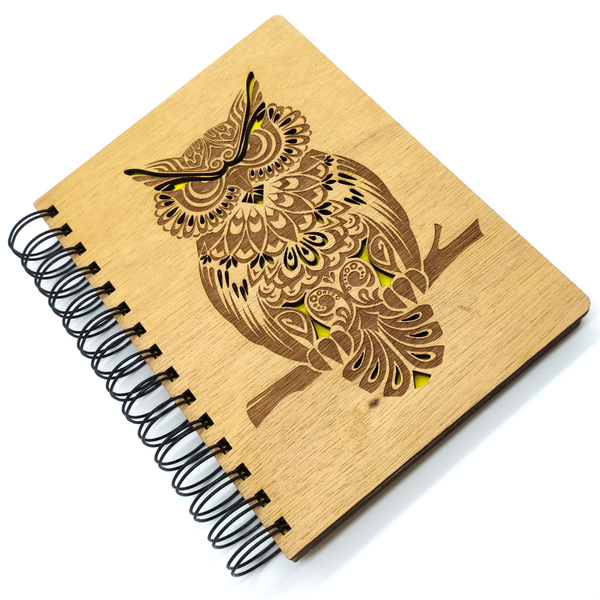 Ξύλινο Σημειωματάριο Κουκουβάγια (Wooden Notebook Owl) Δώρα για όλους - δώρο, χειροποίητα, δώρα για άντρες, δώρα γενεθλίων, τετράδια & σημειωματάρια - 3