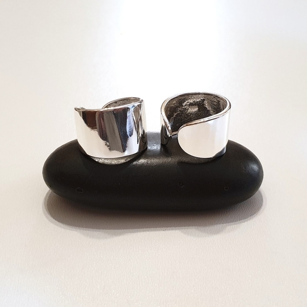 Δαχτυλίδι minimal φαρδύ ανοιχτό από ασήμι 925 - ασήμι, minimal, μεγάλα, αυξομειούμενα, φθηνά - 4