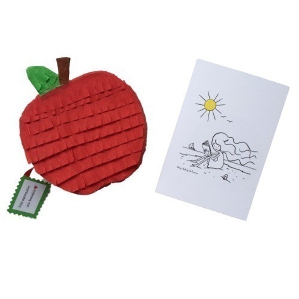 Ευχετήρια κάρτα & μήλο - πινιάτες, κάρτα ευχών, δώρα για δασκάλες, γενική χρήση