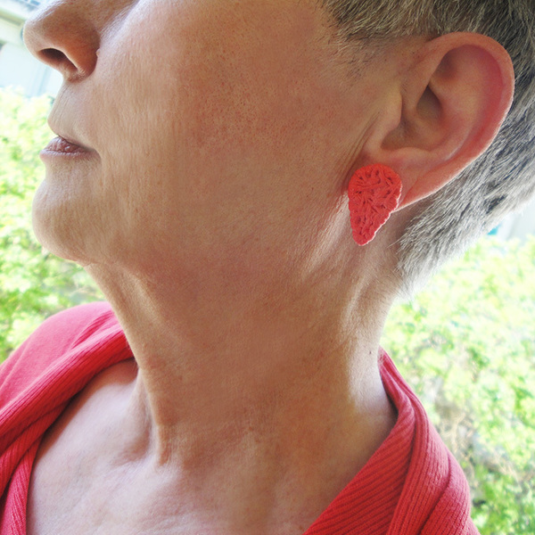 Σκουλαρίκια σταγόνες κόκκινες - γυναικεία, σταγόνα, must αξεσουάρ, καρφωτά, μικρά, πλεκτά - 4