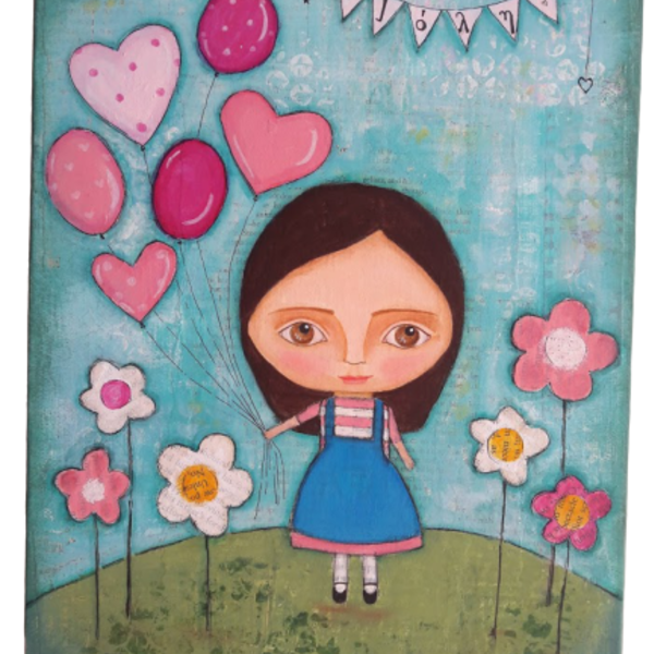 Customized πίνακας για κορίτσι! - καμβάς, κορίτσι, personalised, δώρο για βάφτιση, παιδικοί πίνακες
