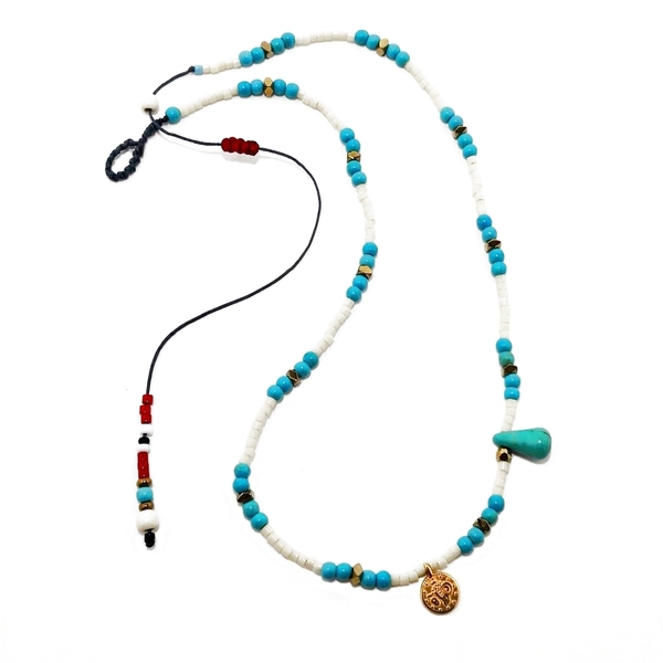 Maui necklace, κολιε με χαολίτη, αιματίτη,χάντρες & φλουρί - χαολίτης, φλουρί, χάντρες, κοντά, boho, seed beads, φθηνά - 3