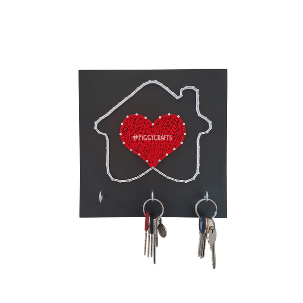 Mini κλειδοθήκη από μοριοσανίδα "Σπιτάκι" - καρδιά, διακόσμηση, κλειδί, κλειδοθήκες
