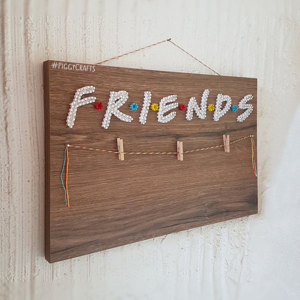 Κορνίζα με καρφιά & κλωστές "Friends" 38x25cm - πίνακες & κάδρα, για φωτογραφίες - 3