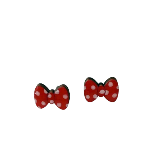 Stud earrings “Φιογκάκια”. - ξύλο, γυαλί, ζωγραφισμένα στο χέρι, καρφωτά, μικρά - 4