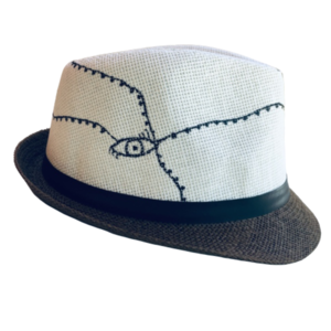 Artist hat - ψάθινο καπέλο - ψάθινα, ζωγραφισμένα στο χέρι, αλυσίδες, ψάθα