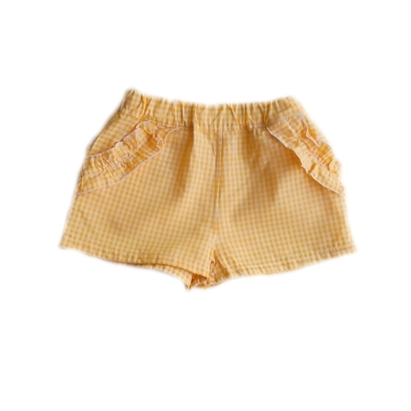 κίτρινο καρό βρεφικό σορτσάκι - κορίτσι, βρεφικά ρούχα