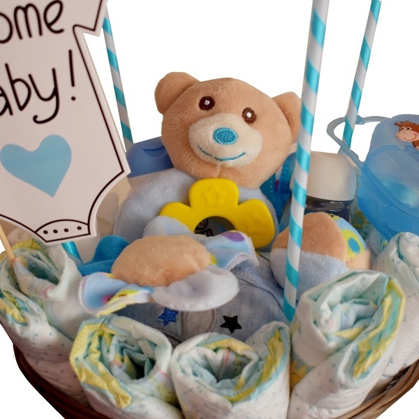 Diaper Cake (Diaper Air Balloon Blue) - αγόρι, δώρα για βάπτιση, σετ δώρου, δώρο γέννησης, diaper cake - 2