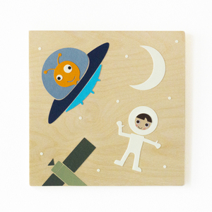 Εξωγήινος, παιδικός πίνακας με θέμα το διάστημα, 24x24 εκ - πίνακες & κάδρα, διάστημα, αγόρι