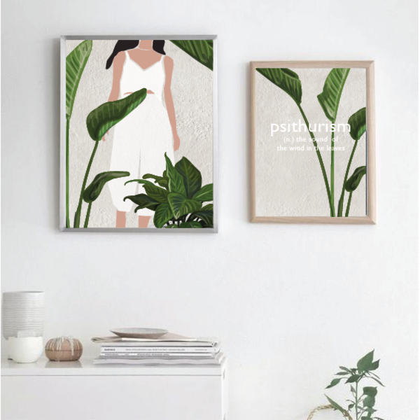 psithurism | καδράκι με σύγχρονο artprint με φυτά | 21x30 - πίνακες & κάδρα - 3