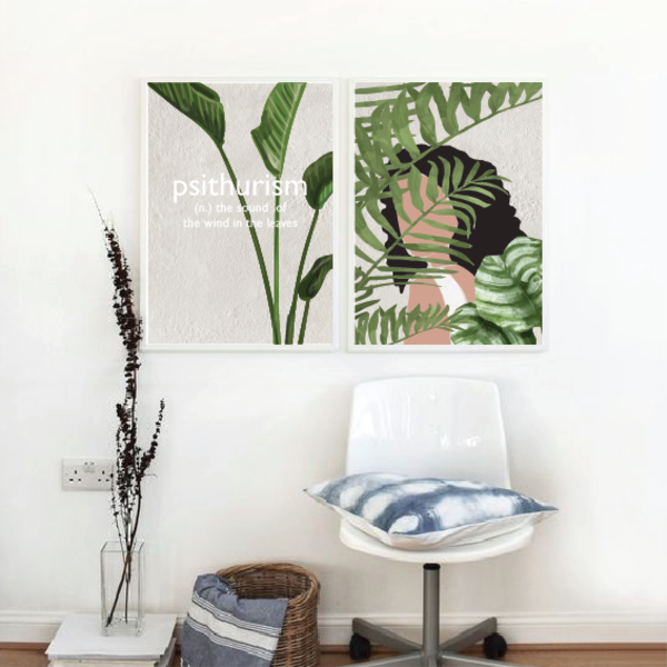 psithurism | καδράκι με σύγχρονο artprint με φυτά | 21x30 - πίνακες & κάδρα - 4