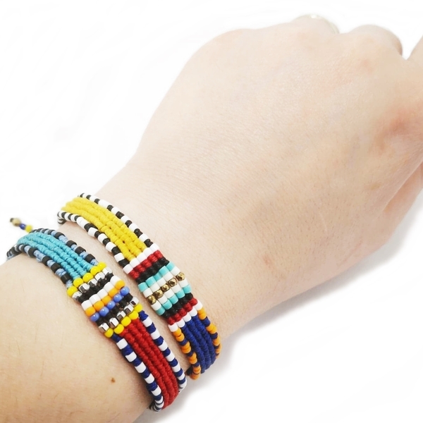 Maasai bracelets , πολύχρωμα μακραμε βραχιόλια με χάντρες - μακραμέ, χάντρες, boho, χεριού, αυξομειούμενα - 4